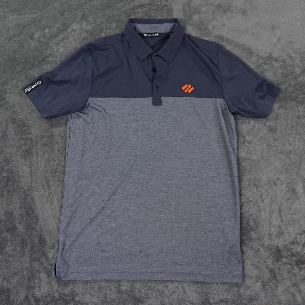 Travis Mathew Palo Alto Networks Polo Men Size M Blue Colorblock Short Sleeve